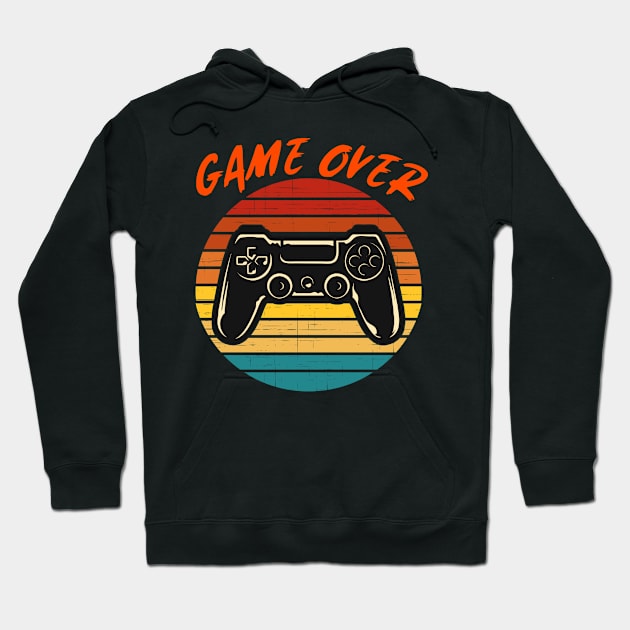 Game Over Vintage Retro Video Game Gaming Sunset Hoodie by Grove Designs